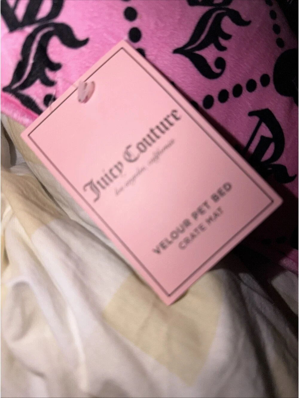 Juicy Couture Pink Velour Pet Bed Crate Mat